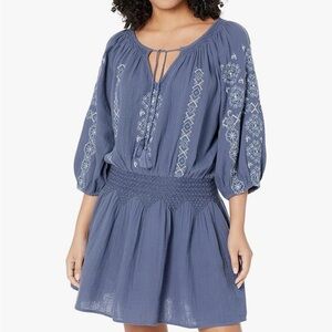 Lucky Brand Embroidered Mini Peasant Dress